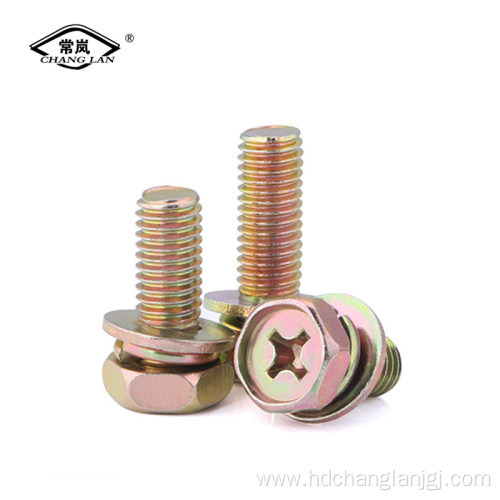 Three combination bolt nut washer